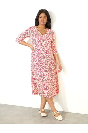 Live Unlimited London Curve Ditsy Print Jersey Ruched Front Dress44