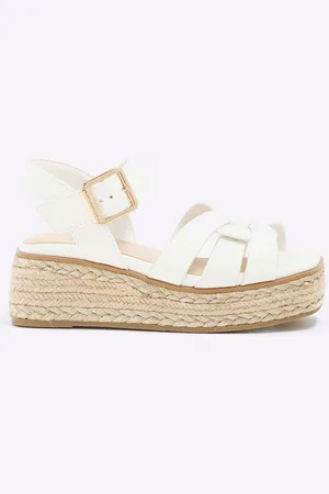 River Island Girls Faux Fur Leather Wedge SandalsEU 34.5 (UK 2)