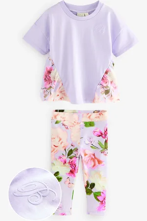 Ted Baker 2 Piece Purple T-Shirt and Floral Print Leggings Set7480 cm