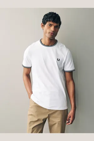 Fred Perry Koszulka z podwójną lamówką i logo , 100% bawełnaS