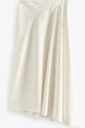 Next Striped Asymmetric Midi Skirt with Linen42tall
