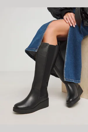 JD Williams Wedge Knee High Leather Chelsea Boots in Extra Wide FitEU 39.5 (UK 6)