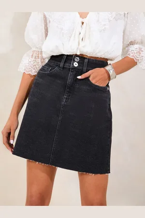 Lipsy London Denim Double Button Waistband Mini Skirt34