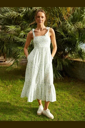 Threadbare Floral Print Tiered Linen Blend Maxi Dress42