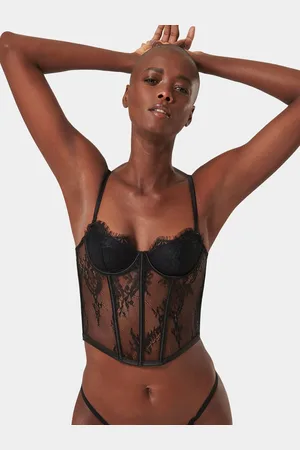 BlueBella Madeline Underwired Lace Bustier Corset With Detachable Shoulder Straps80E (E)