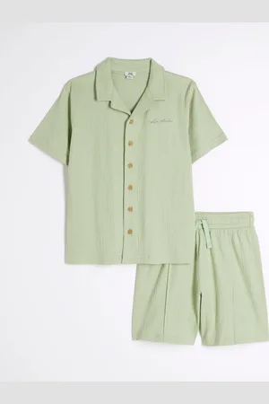 River Island Boys Textured Revere Shirt & Short Set110116 cm