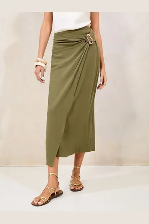 Lipsy London Kopertowa spódnica midi z odrobiną lnuEU 44 (UK 16)