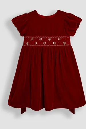JoJo Maman Bébé Smock Waist Velvet Party Dress2