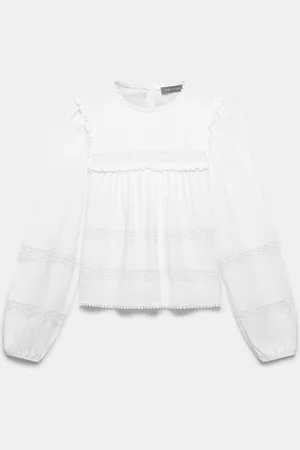 mint&berry 100% Cotton Lace Trim BlouseS