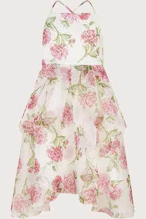 Monsoon Strappy Peony Print Organza Dress8 lat (128 cm)