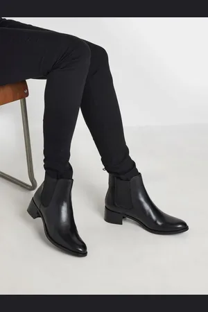 Long Tall Sally Chelsea Ankle Block Heel Leather BootsEU 43 (UK 10)
