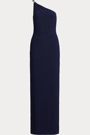Ralph Lauren Navy Belina One-Shoulder Jersey Evening Gown Dress42