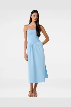 Forever New Dylan Shirred 100% Cotton Midi DressEU 44 (UK 16)