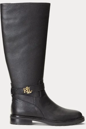 Ralph Lauren Hallee Tumbled Leather Black Tall BootsEU 36.5 (UK 4)