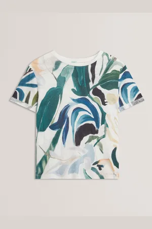 Ted Baker Kcarole Linen Blend Printed Boxy T-Shirt38