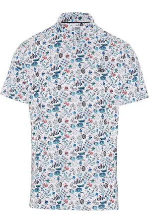 Original Penguin Gaming Inspired Novelty Print White Polo ShirtM