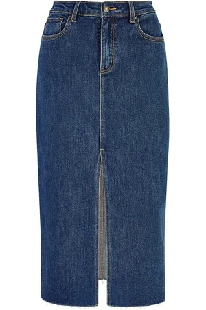 Yumi Denim Stretch Fitted Midi Skirt With Front Split42