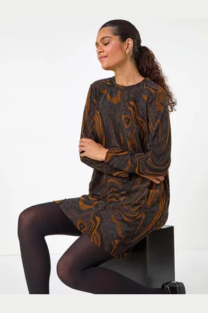 Roman Textured Swirl Pattern Stretch Cocoon Dress42