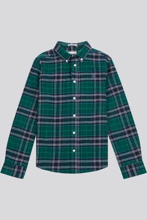 U.S. Polo Assn. U. S. Polo Assn. Boys Green Brushed Flannel Heavyweight Check Shirt8