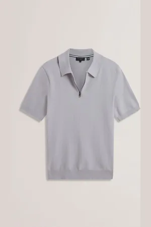 Ted Baker Koszulka polo Fourd z krótkim rękawem, suwakiem i wzorem w jodełkęL