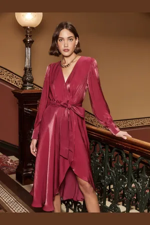 Forever New Mabel Metallic Wrap Midi Dress34