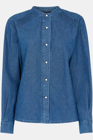 Whistles Pintuck Detail Denim 100% Cotton Shirt36