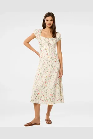 Forever New Sallie Linen Blend Tie Front Midi Dress42