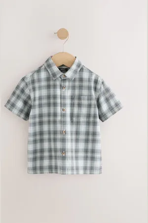 Next Short Sleeves Boxy Fit Check 100% Cotton Shirt (3mths-7yrs)6268 cm