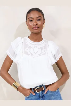 Lipsy London Ruffle sleeve Chiffon Lace T-Shirt44