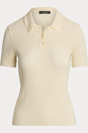Ralph Lauren Natrissa Embridered Logo Cable Knit Polo ShirtL