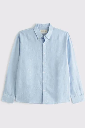 Abercrombie & Fitch Blue Long Sleeve 100% Linen ShirtXL