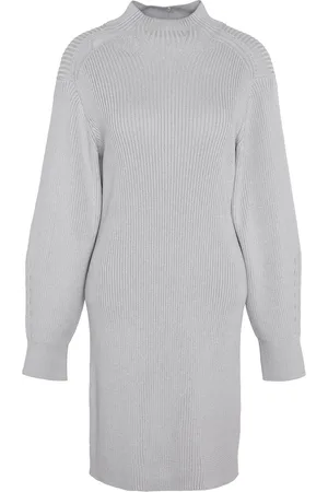 Barbour 100% Cotton Franchesca Funnel Neck Ribbed Knit Dress38
