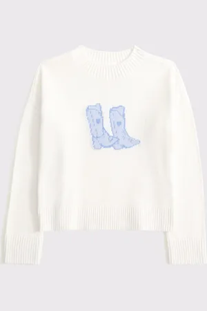Abercrombie & Fitch Cowgirl Cream Western Boots Knitted Jumper11