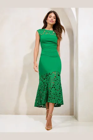 Lipsy London Floral Lace Mix Fit And Flare Midi Dress42