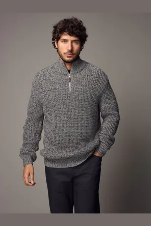 Next Teksturowany sweter o regularnym kroju z zamkiem przy szyi i domieszką wełnyL