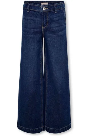 ONLY Blue 100% Cotton Wide Leg Jeans with Adjustable Waist9 lat (134 cm)
