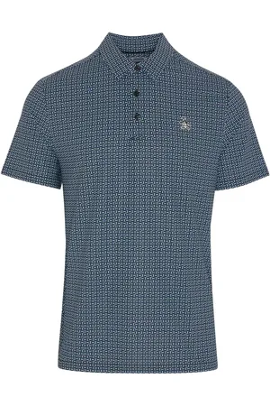 Original Penguin Micro Geo Print Blue Polo ShirtXXL