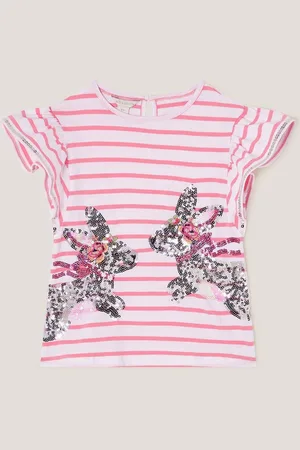 Monsoon Sequin Bunny Stripe 100% Cotton T-Shirt98104 cm