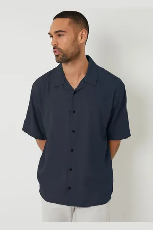 Threadbare Linen Blend Revere Collar Short Sleeve ShirtM
