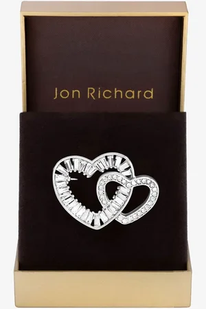 Jon Richard Interlink Crystal Heart Brooch Gift BoxesJeden
