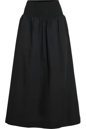 VILA Shirred Waist Poplin Maxi 100% Cotton Skirt40