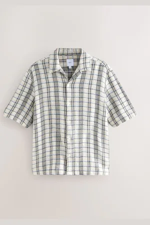 Next Textured Check Short Sleeve 100% Cotton ShirtS