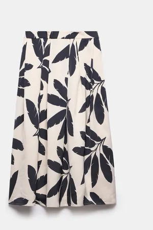 mint&berry Palm Print Midi Skirt40