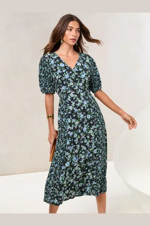 Lipsy London Floral Mixed Print Short Sleeve Viscose Midi Dress40