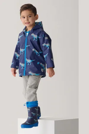 Hatley Blue T-Rex Dinosaur Print Attack Sherpa Lined Splash Jacket10 lat (140 cm)