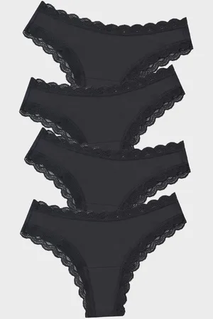 Stripe & Stare Brazilian Black Knickers 4 PackXS