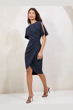 Lipsy London Cape Sleeve Gathered Side Midi Bodycon Dress40
