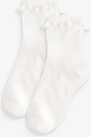 Next Cotton Rich Ruffle Ankle Socks 2 PackUK 6