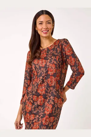 Roman Floral Leaf Pocket Detail Shift Dress38