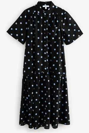 Next Short Sleeve Drop Waist 100% Cotton Maxi Shirt Dress40 Wysoki